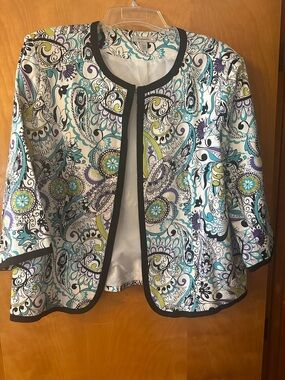 Women’s Printed Open-Front Jacket in Multicolor - Contemporary Style
